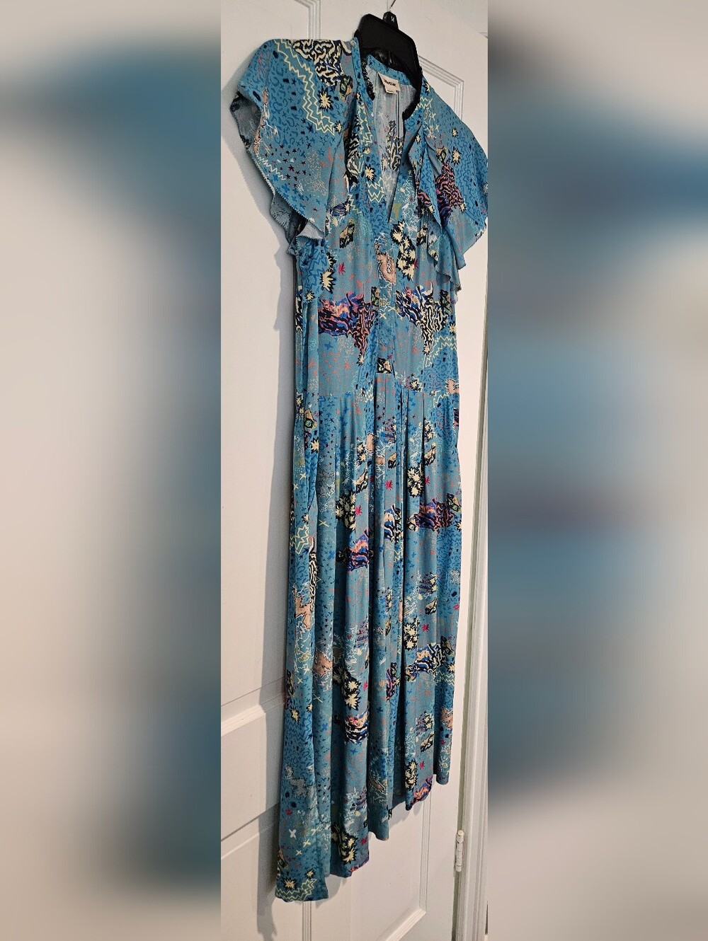 Zadig & Voltaire Blue & Multicolour Ruskie Glam Ruffled Dress - Picture 6 of 13